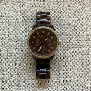 Michael Kors Tortoise & Gold Watch